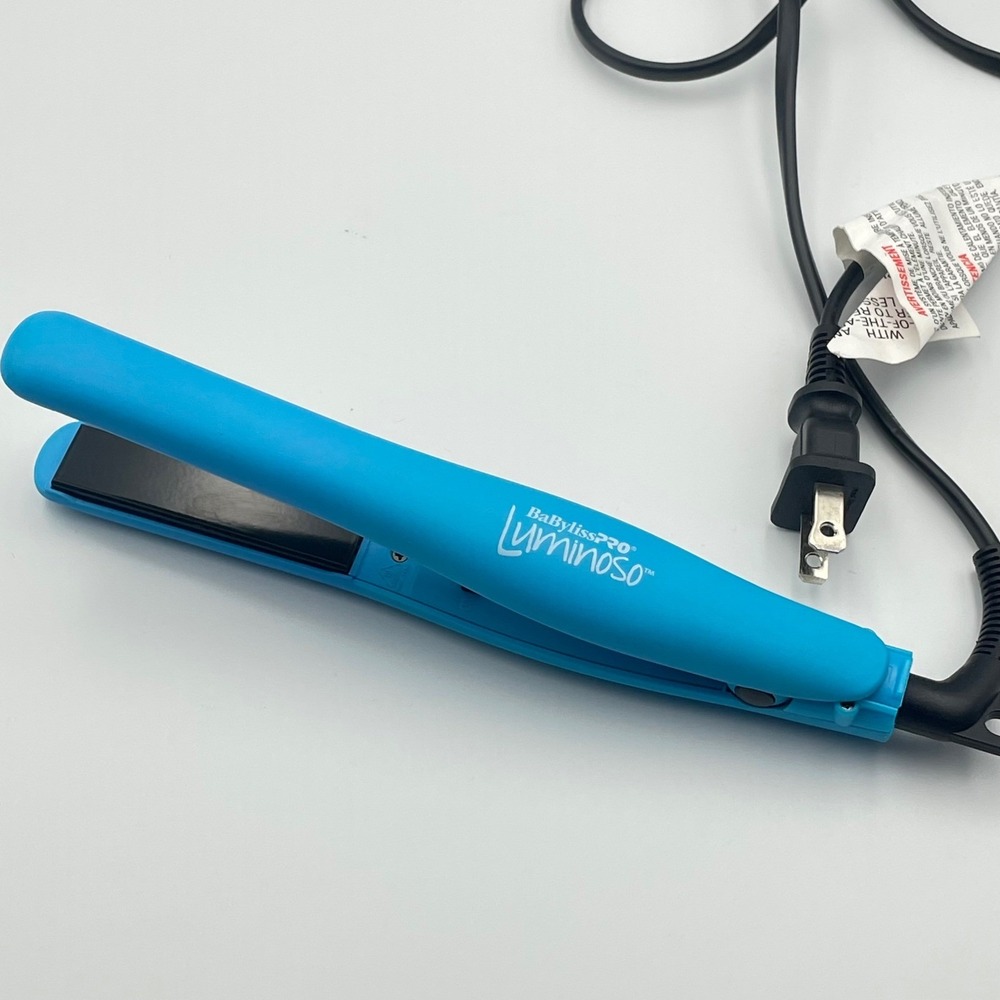 Babyliss Pro Luminoso Titanium 3/4" Mini Flat Iron Hair Straightener Bright Blue